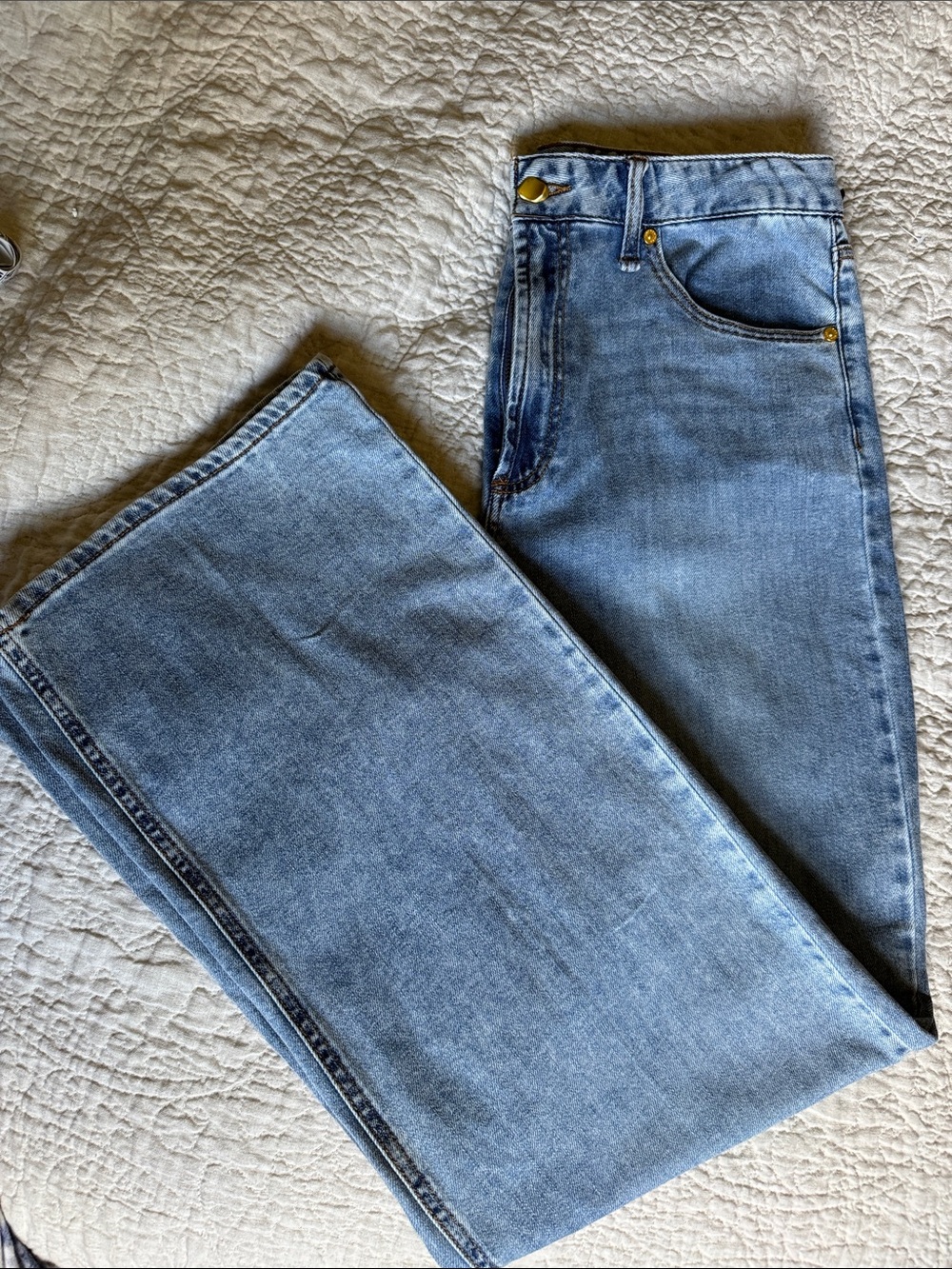 Oat New York Women's High-Rise Wide Leg Light Blue Denim Jeans